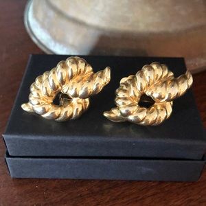 Large Gold Knot Rope Givenchy Paris N.Y. Earrings